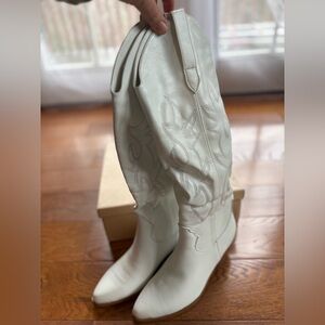 NEW White Western Leather Festival Cowboy Boots